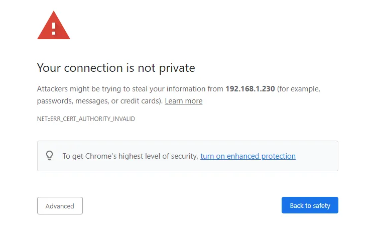 شهادة SSL موقعة ذاتيًا وغير موثوقة